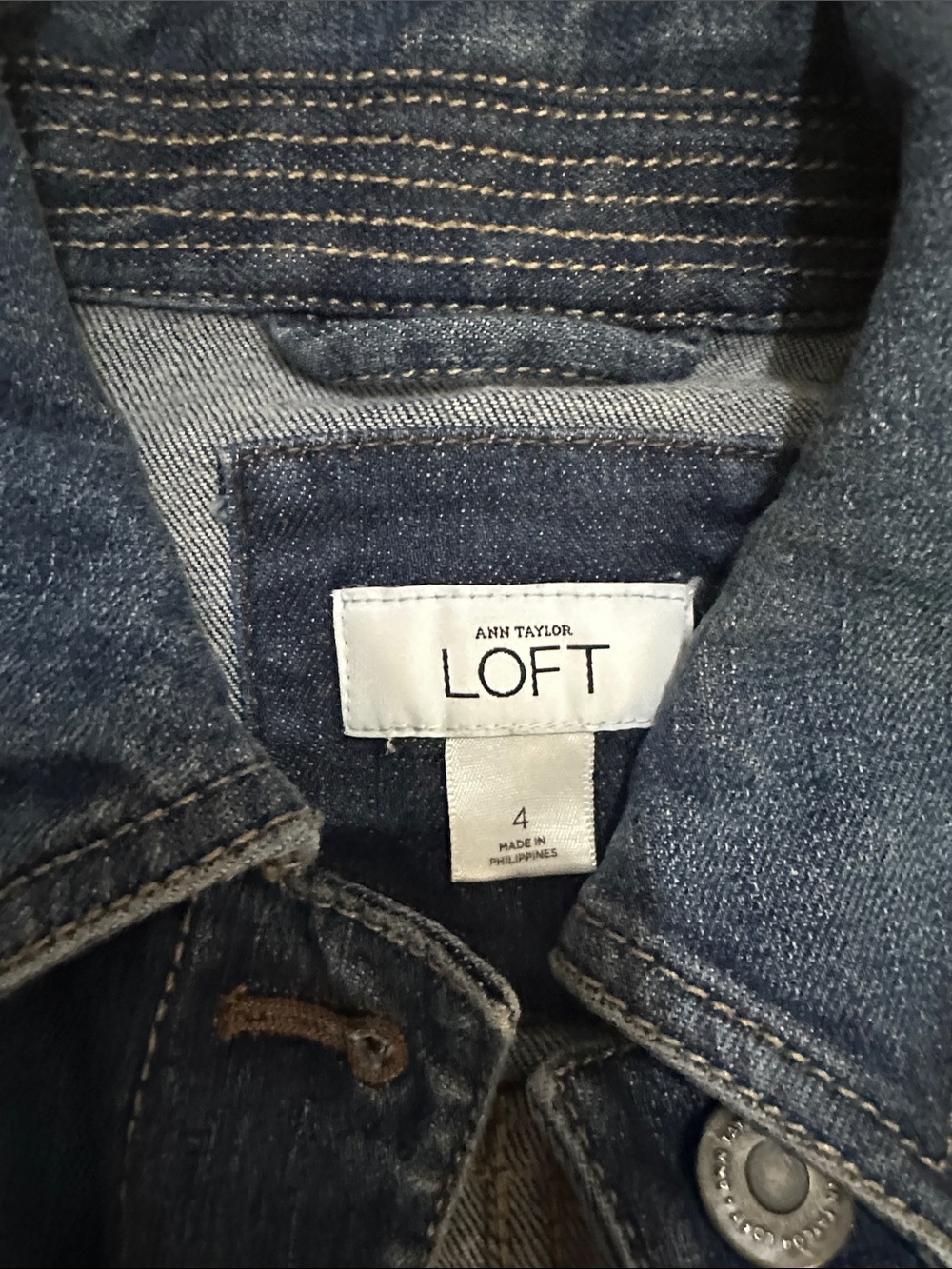 LOFT Indigo Blue Denim Trucker Jacket - Picture 2 of 4